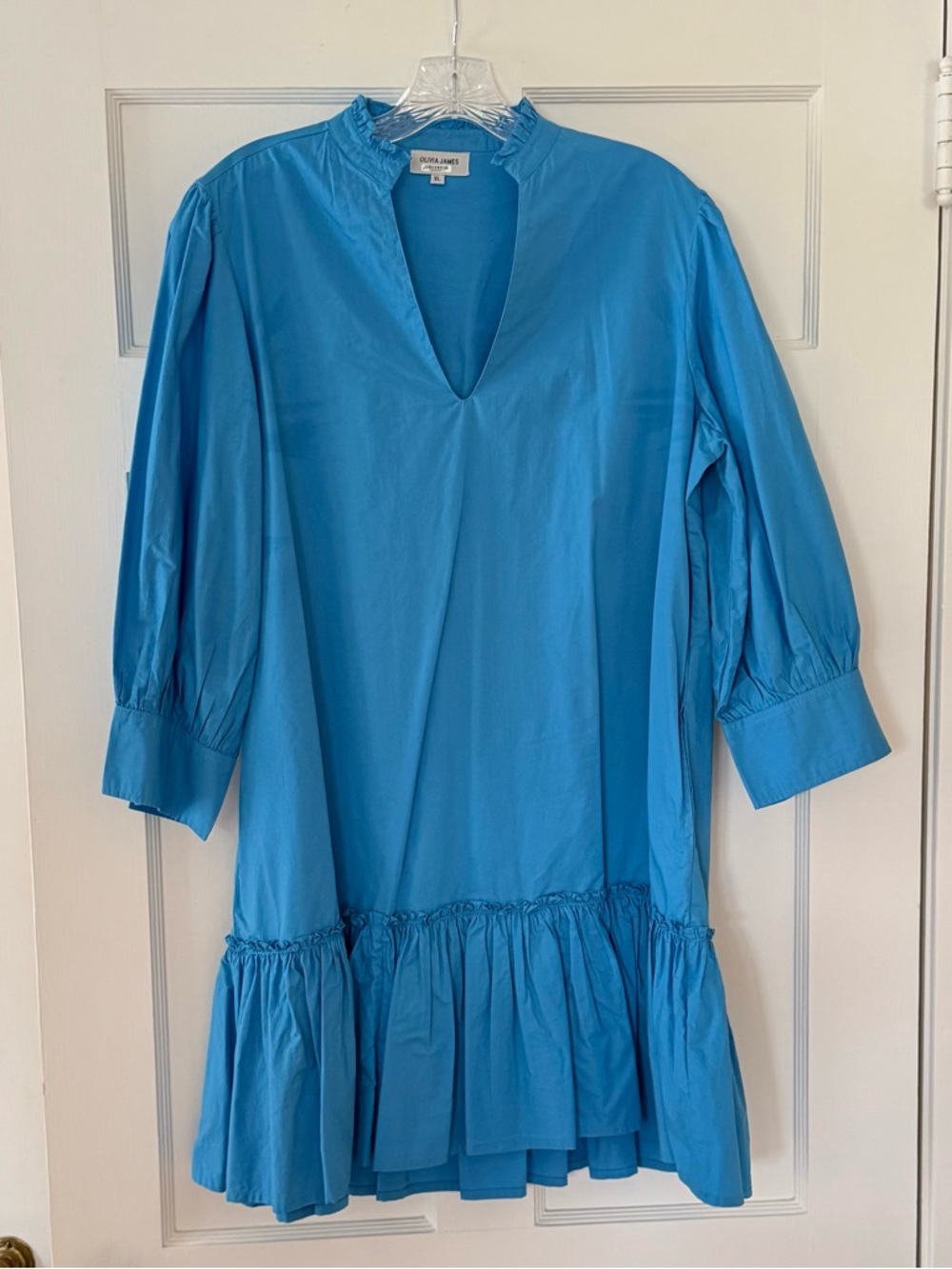 Claudia Jumps Bright Blue V-Neck Mini Dress